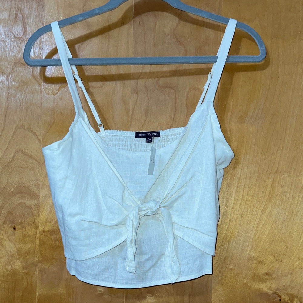 Heart & Hips White Tie-Front Tank Top